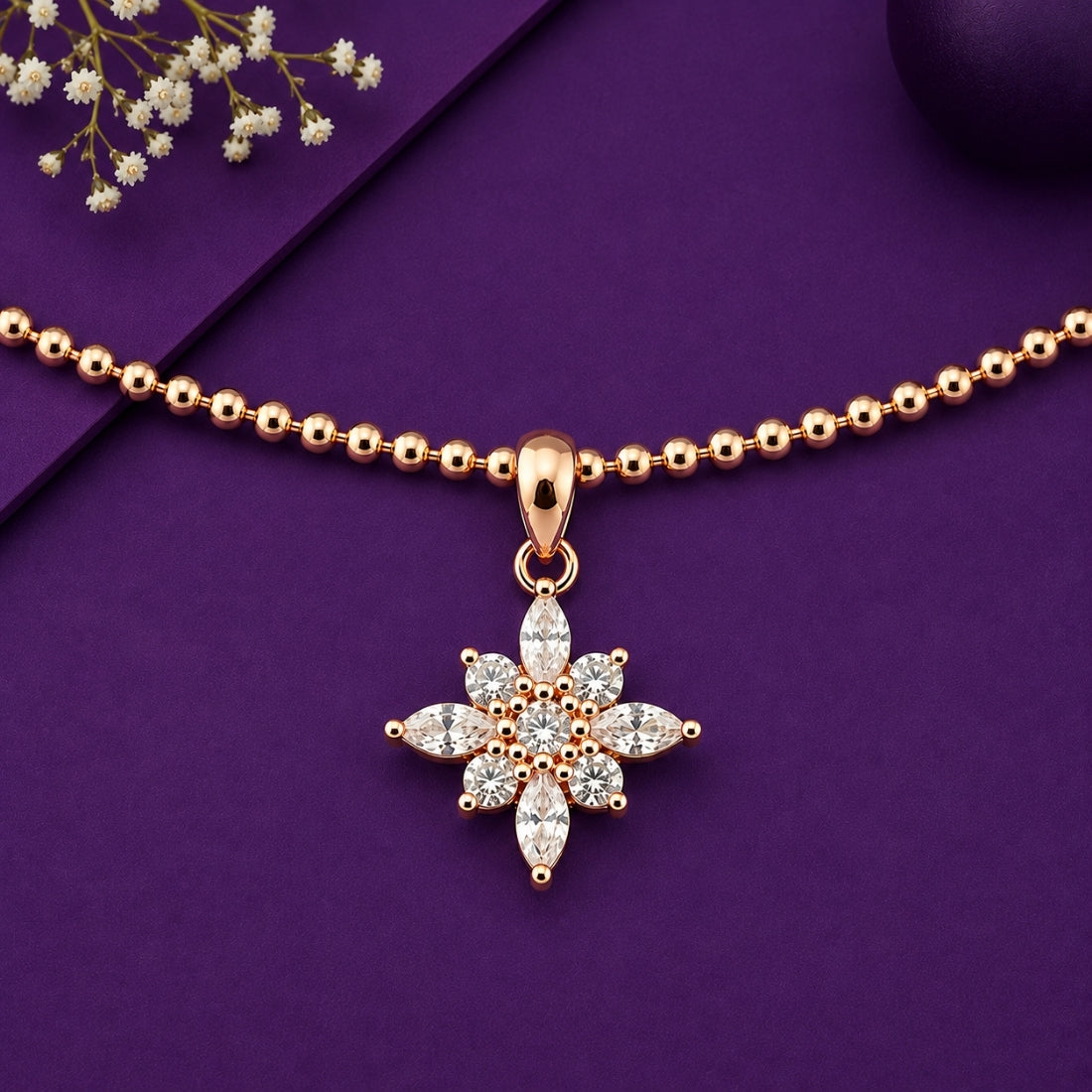 The Sparkling Starburst 925 Silver Rose Gold Pendant