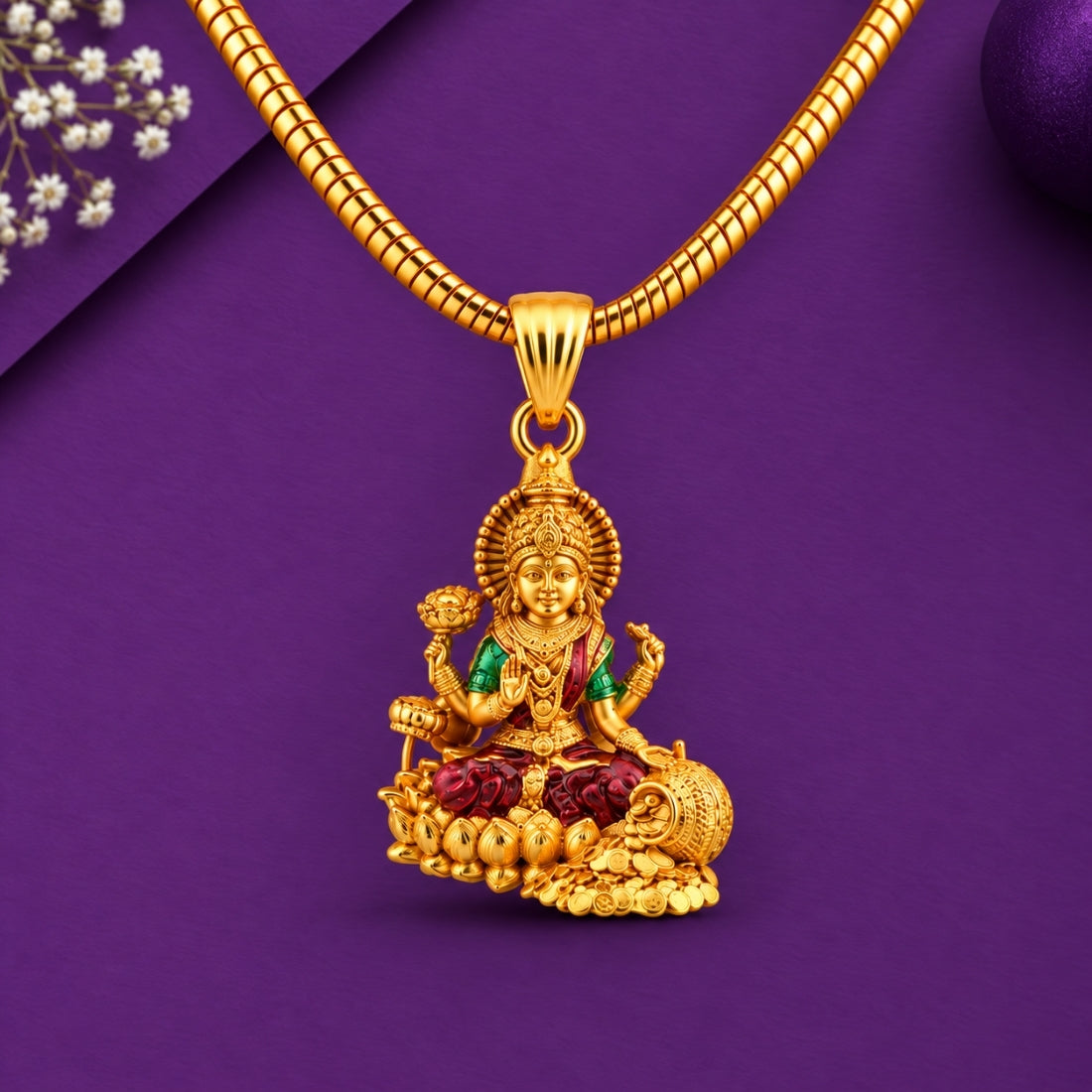 The Lakshmi Dhan-Varsha 925 Silver Gold Plated Pendant