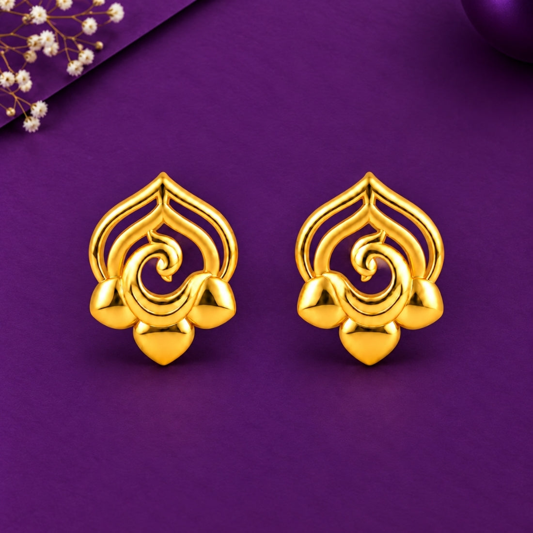 Mayur Grace 925 Sterling Silver Peacock Temple Stud Earrings