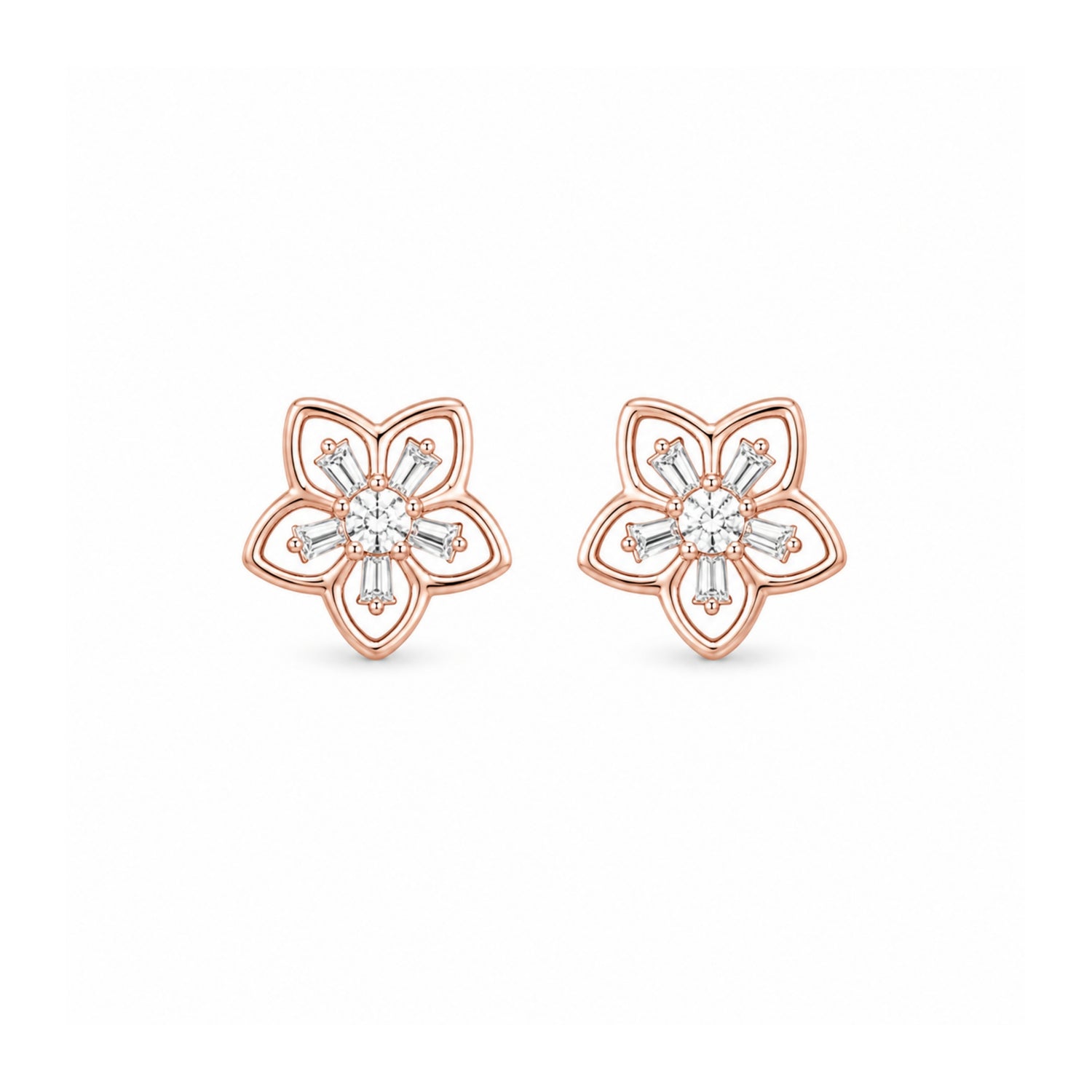 Blossoming Flora Open-Petal 925 Pure Sterling Silver Stud