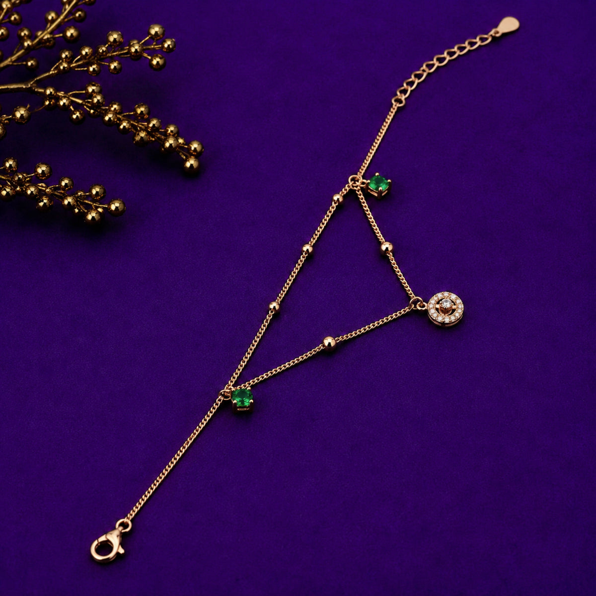 The Emerald Halo Double-Strand Silver Bracelet