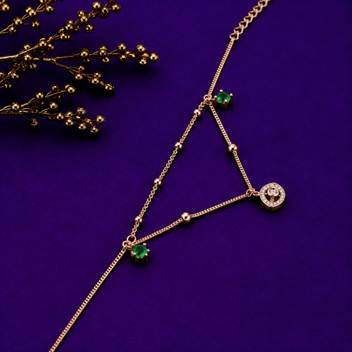 The Emerald Halo Double-Strand Silver Bracelet