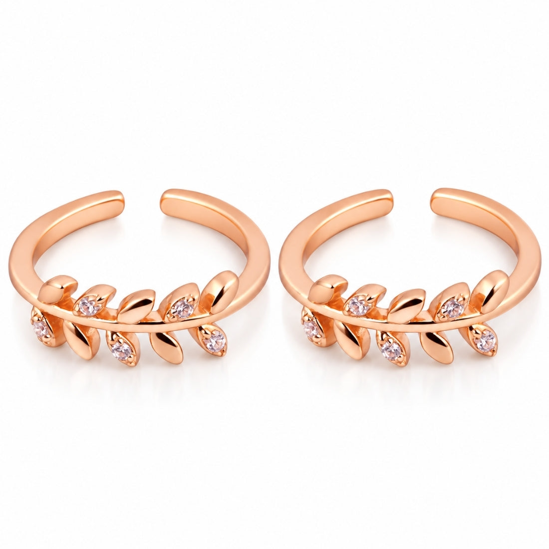 Rose Gold Olive Branch Shimmer 925 Silver Toe Rings