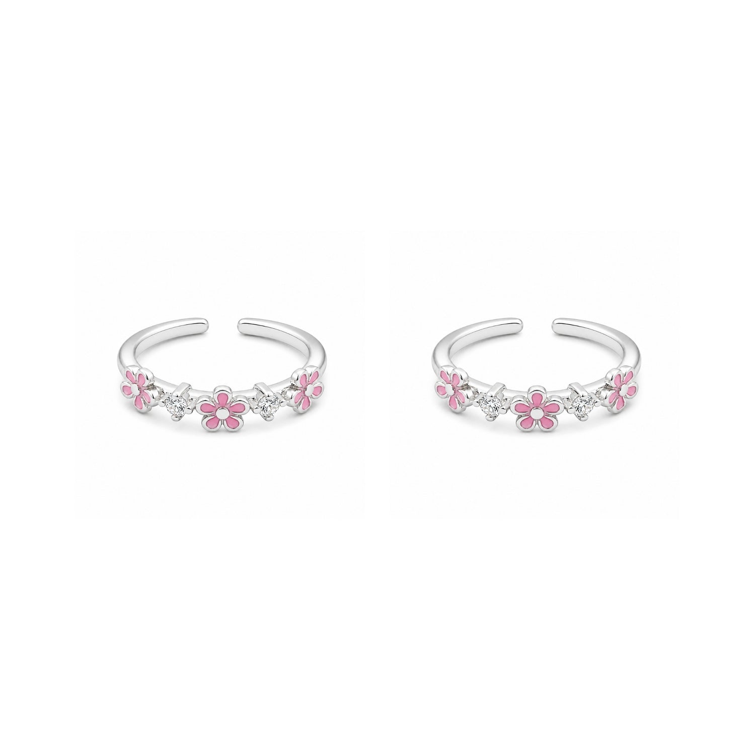 Blushing Sakura Eternity Adjustable 925 Sterling Silver Toe Rings
