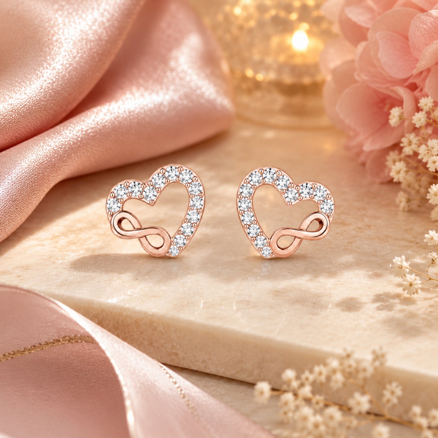 Infinite Love Open Heart 925 Pure Sterling Silver Stud
