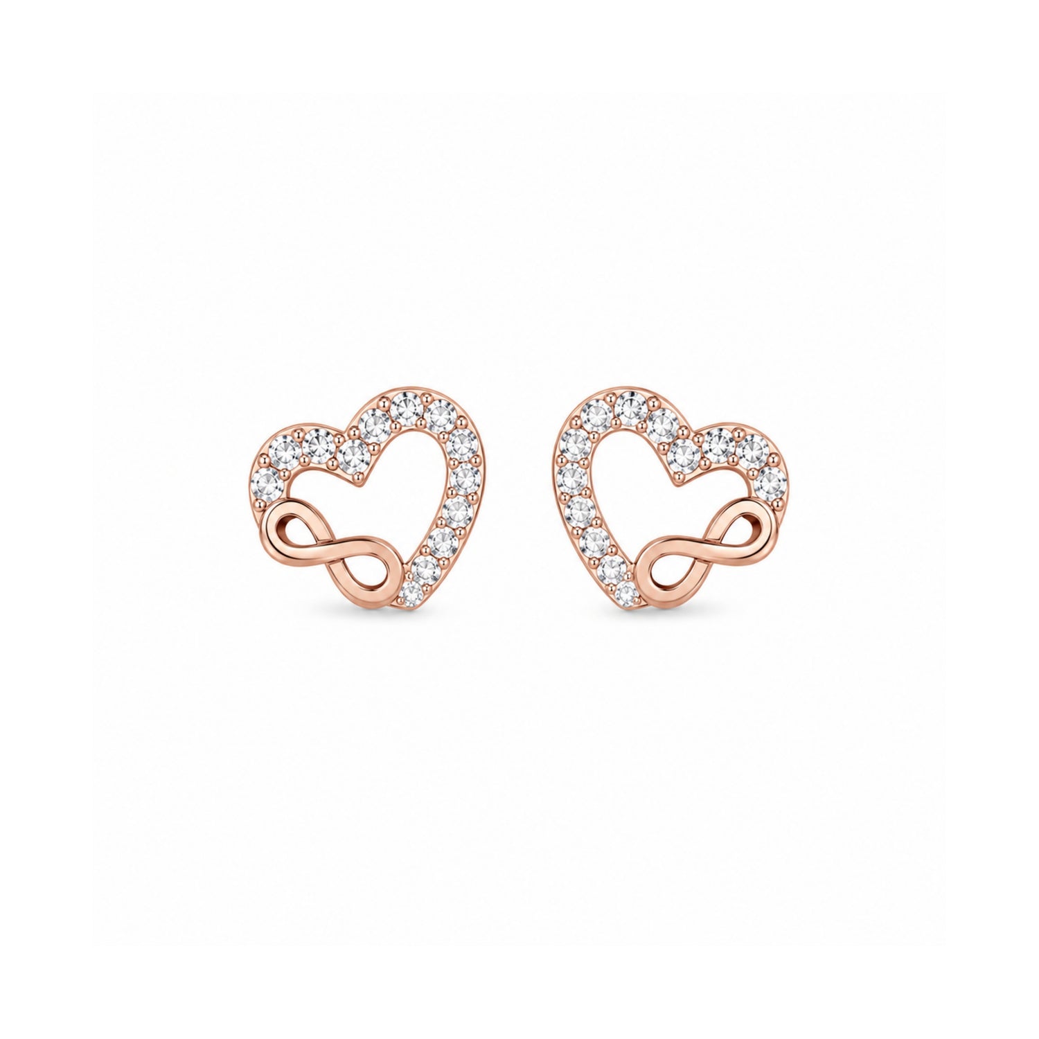 Infinite Love Open Heart 925 Pure Sterling Silver Stud