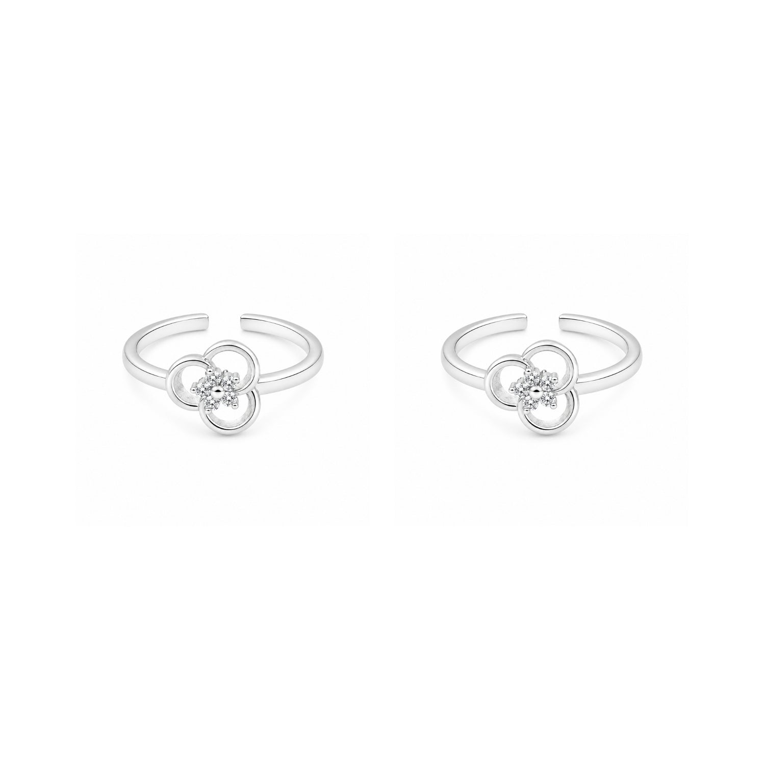 Trinity Bloom Adjustable 925 Sterling Silver Toe Rings