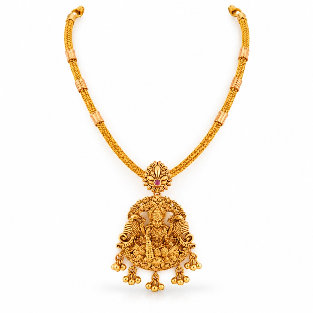 The Mayura Lakshmi Nakshi 925 Gold Plated Silver Necklace