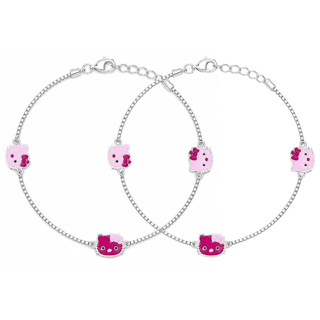Feline Whimsy 925 Silver Kids Hello Kitty Anklet Pair