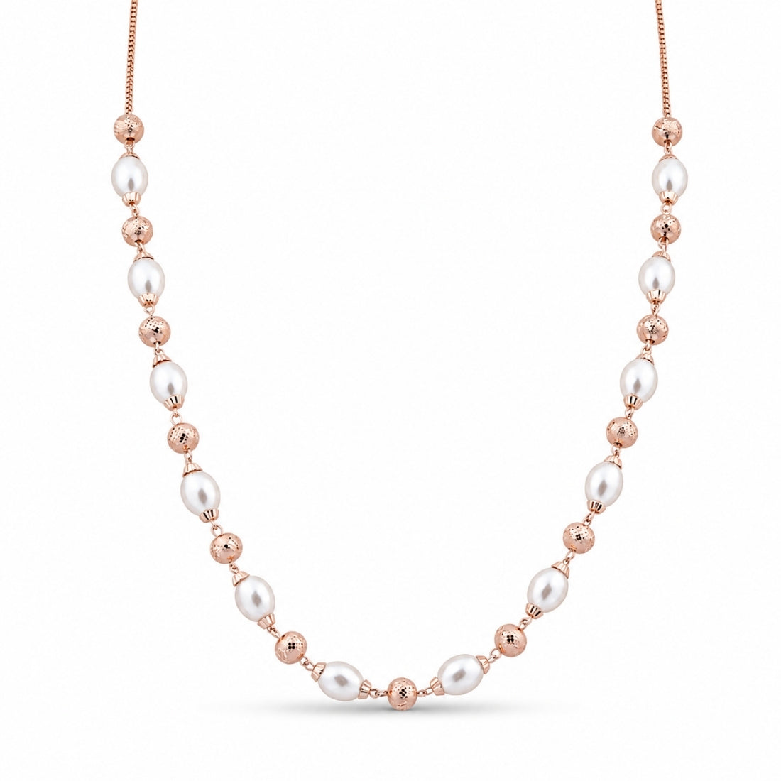 The Luminous Pearl & Rose Gold Station 925 Silver Chain