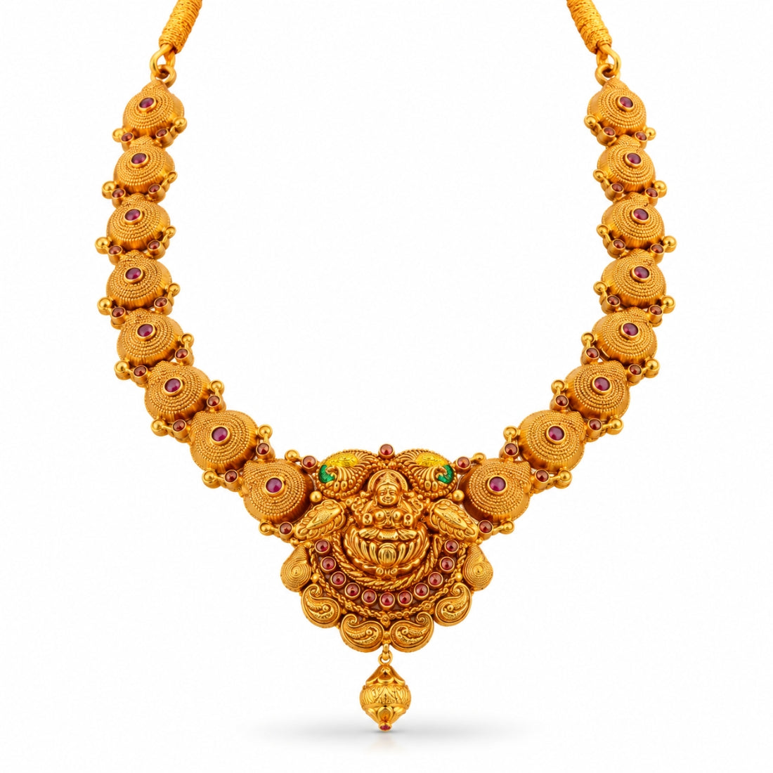 The Temple Lakshmi Twin Peacock Crescent 925 Silver Necklace