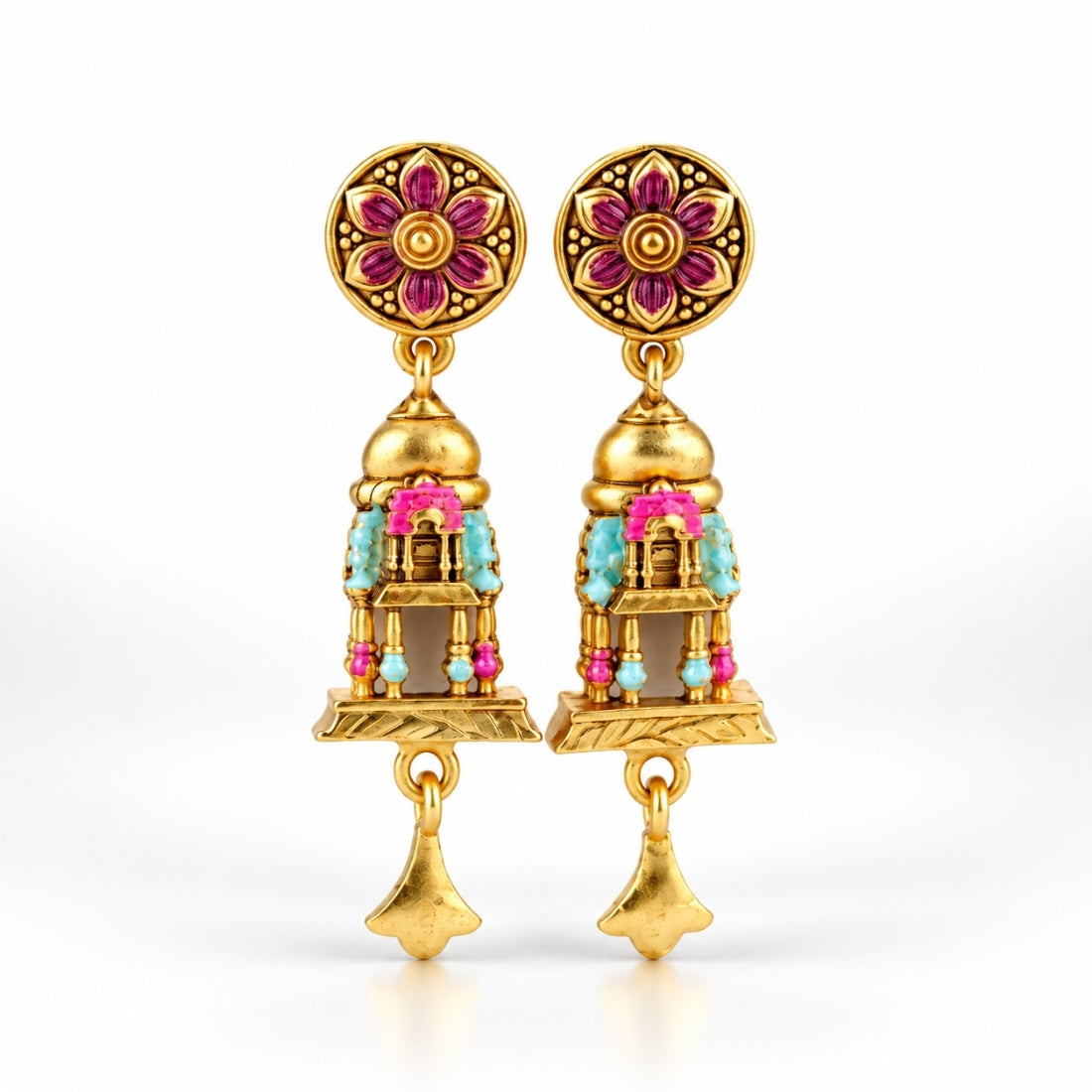 The Shahi Floral Mandapam Jhumka Earrings in 925 Sterling Silver