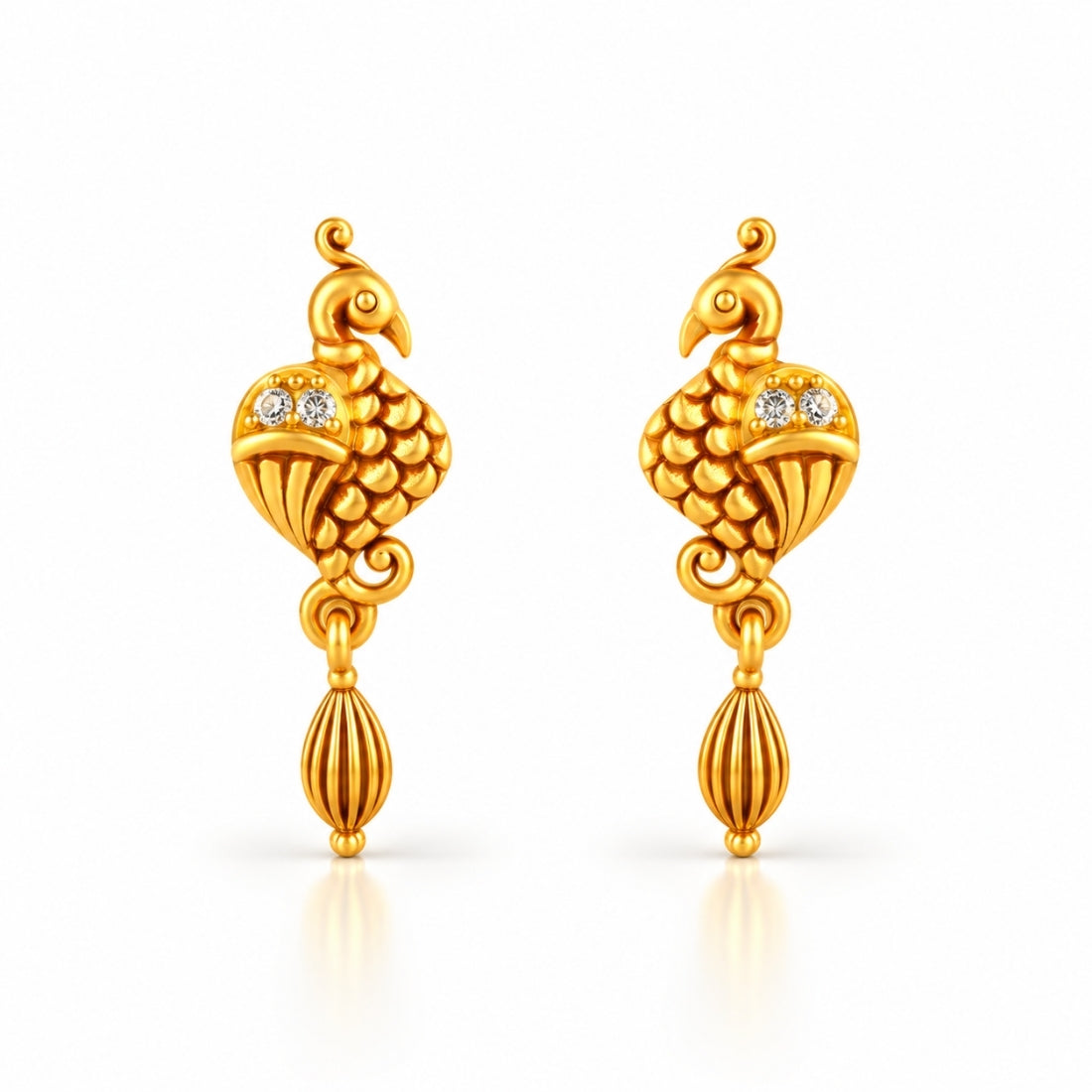 Mayur Mayura 925 Sterling Silver Peacock Bead Dangle Earrings