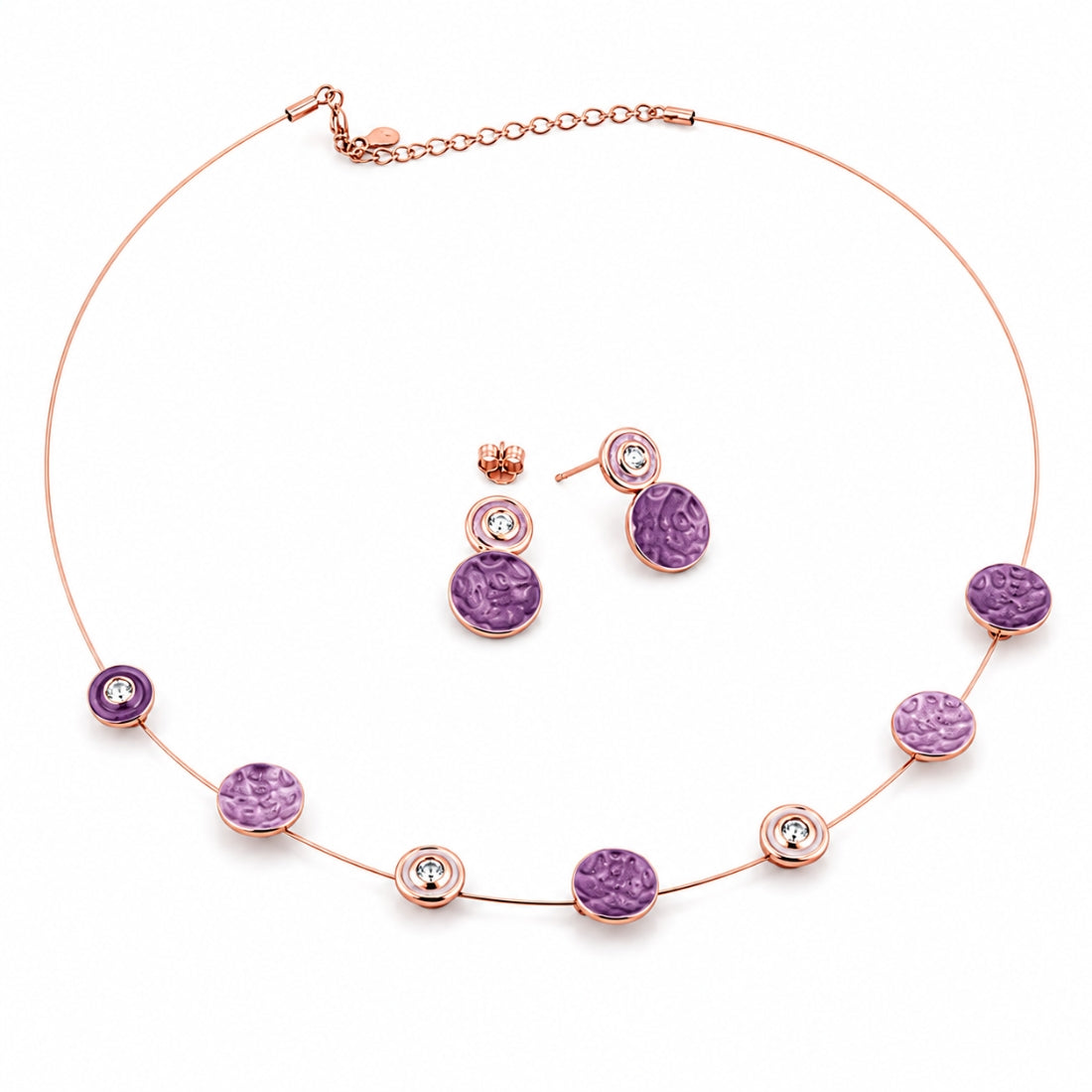 Purple Druzy-Style Mosaic & Crystal Choker Set