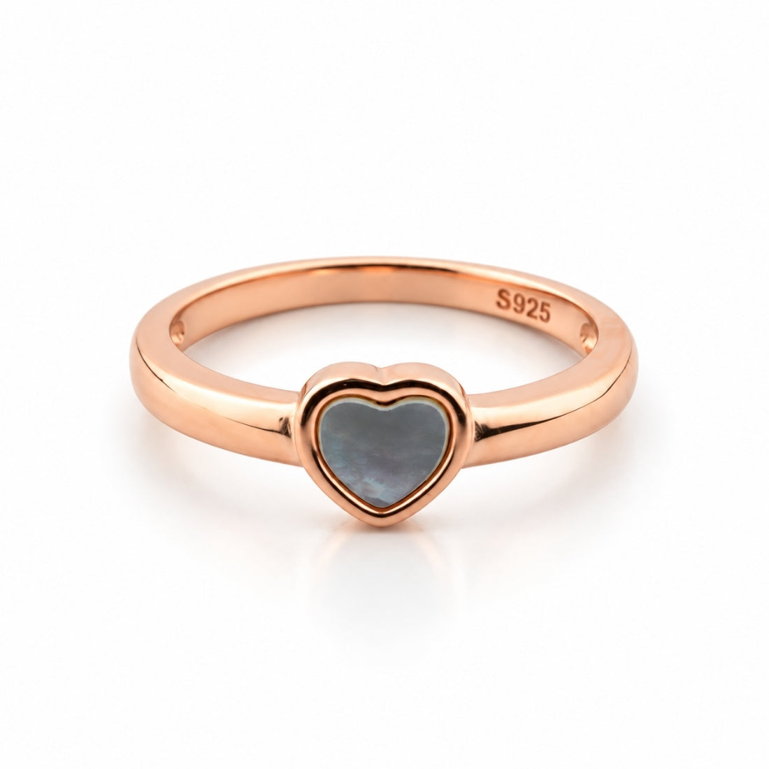 Aura Blue Enamel Heart 925 Silver Band
