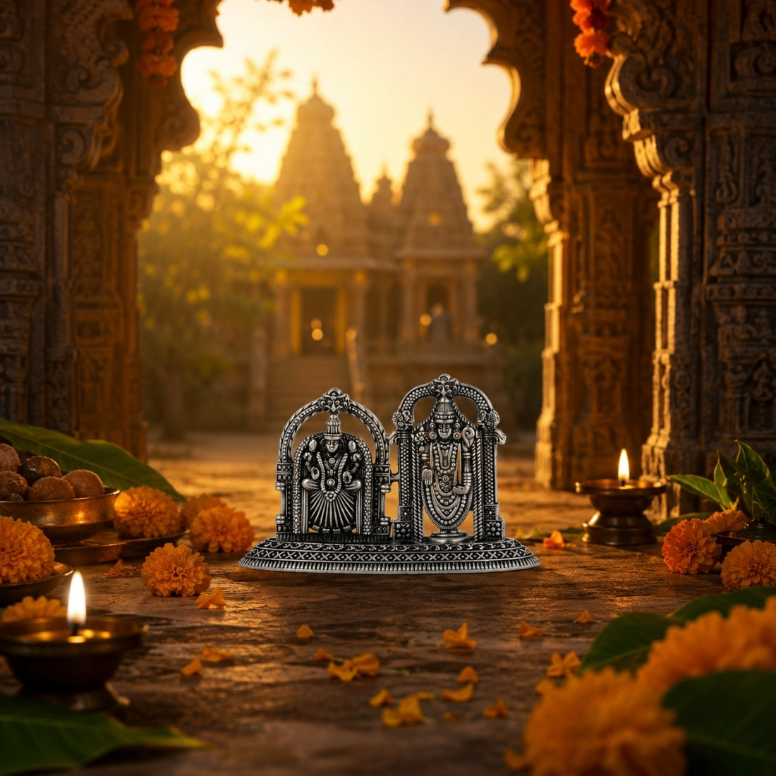 The Sri Srinivasa Padmavati Divya Darshan 925 Silver Idol