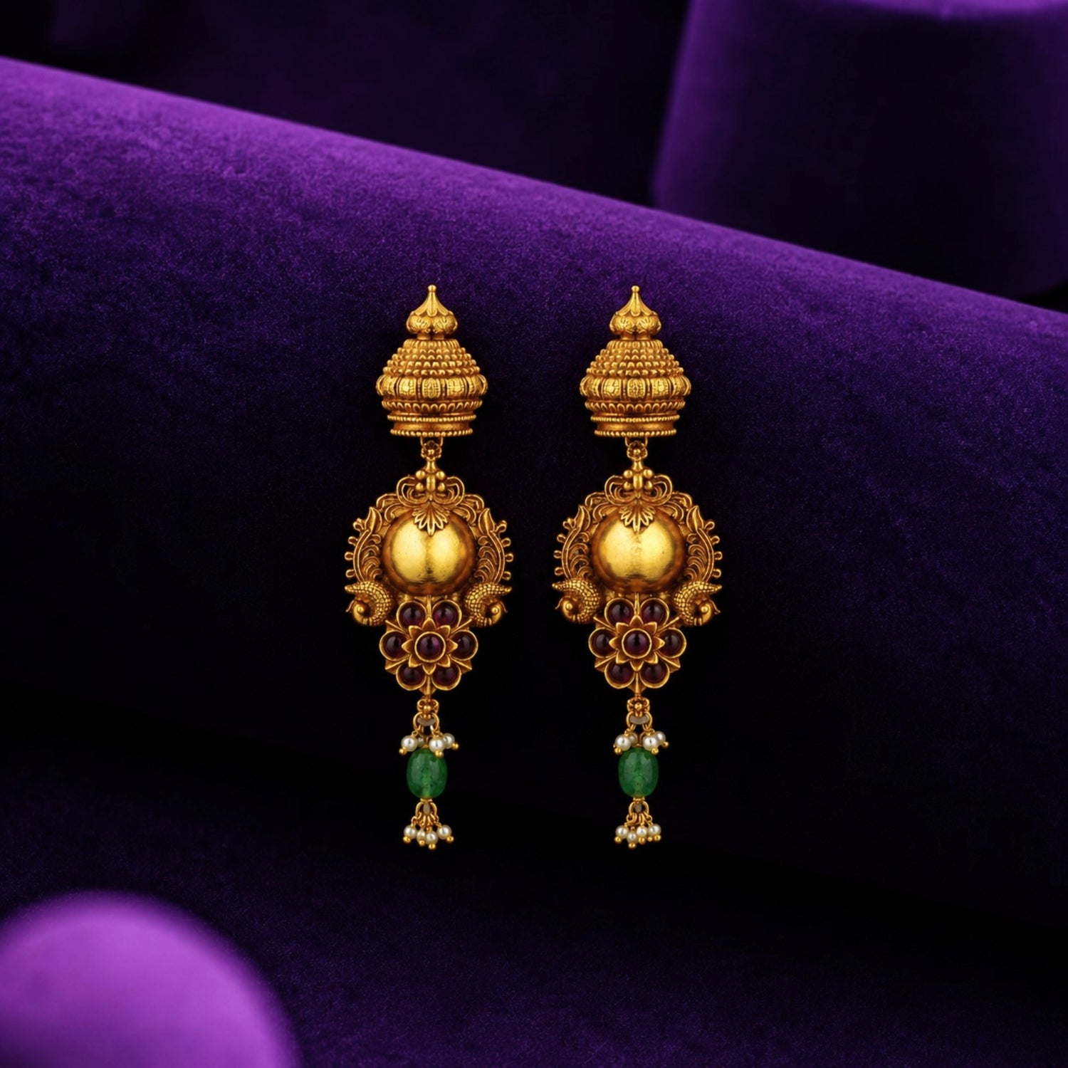The Mayura Temple-Heritage 925 Silver Drop Earrings