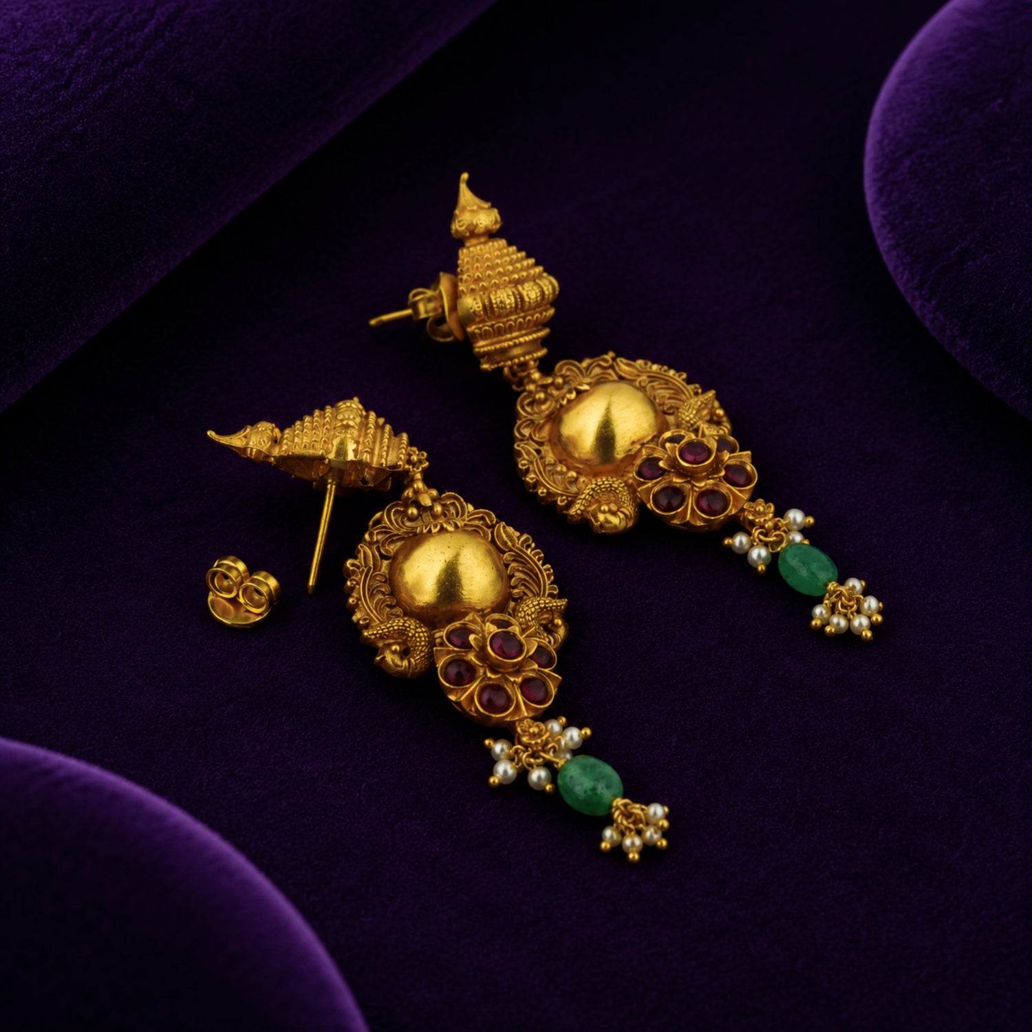 The Mayura Temple-Heritage 925 Silver Drop Earrings
