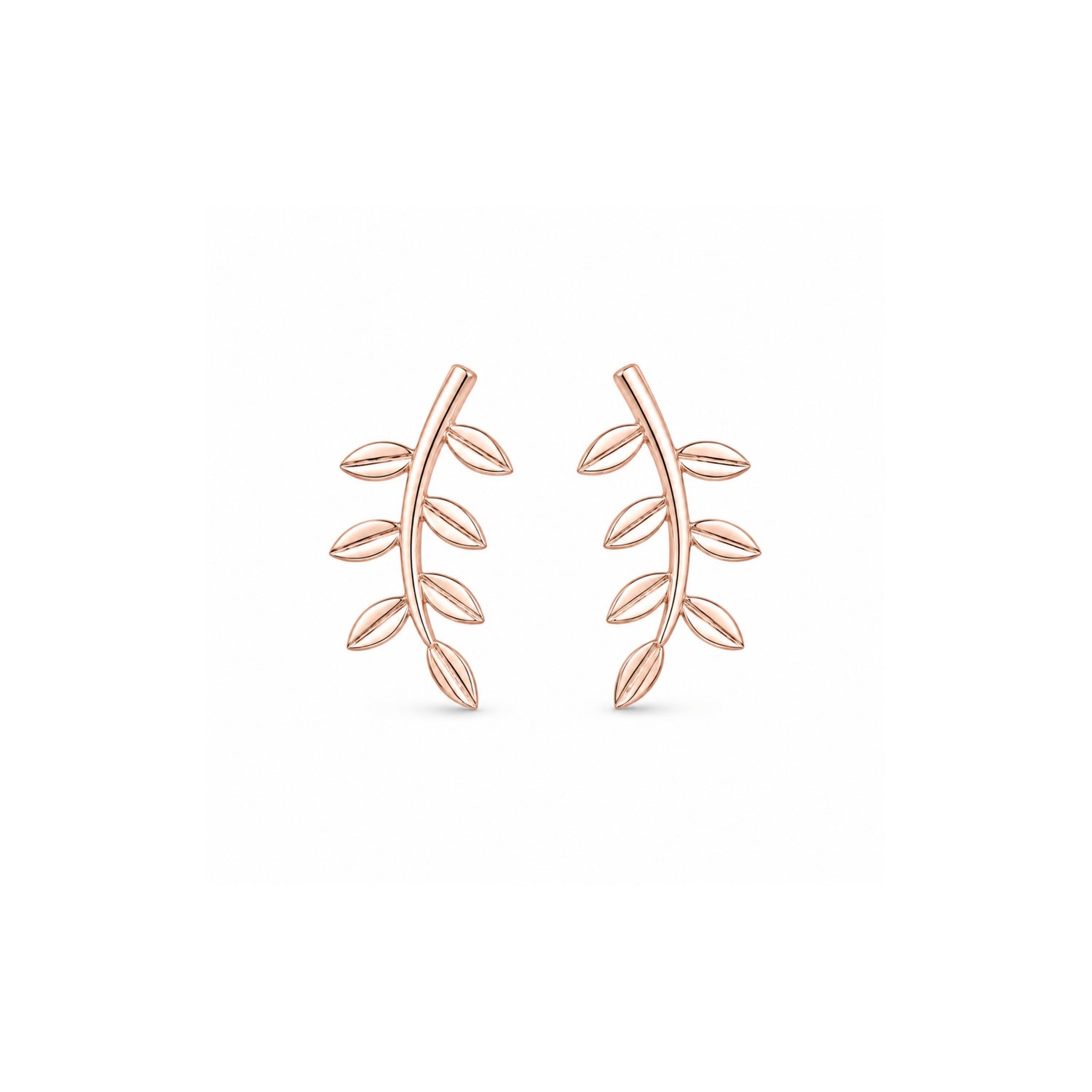 Gilded Laurel Leaf 925 Pure Sterling Silver Ear Climbers