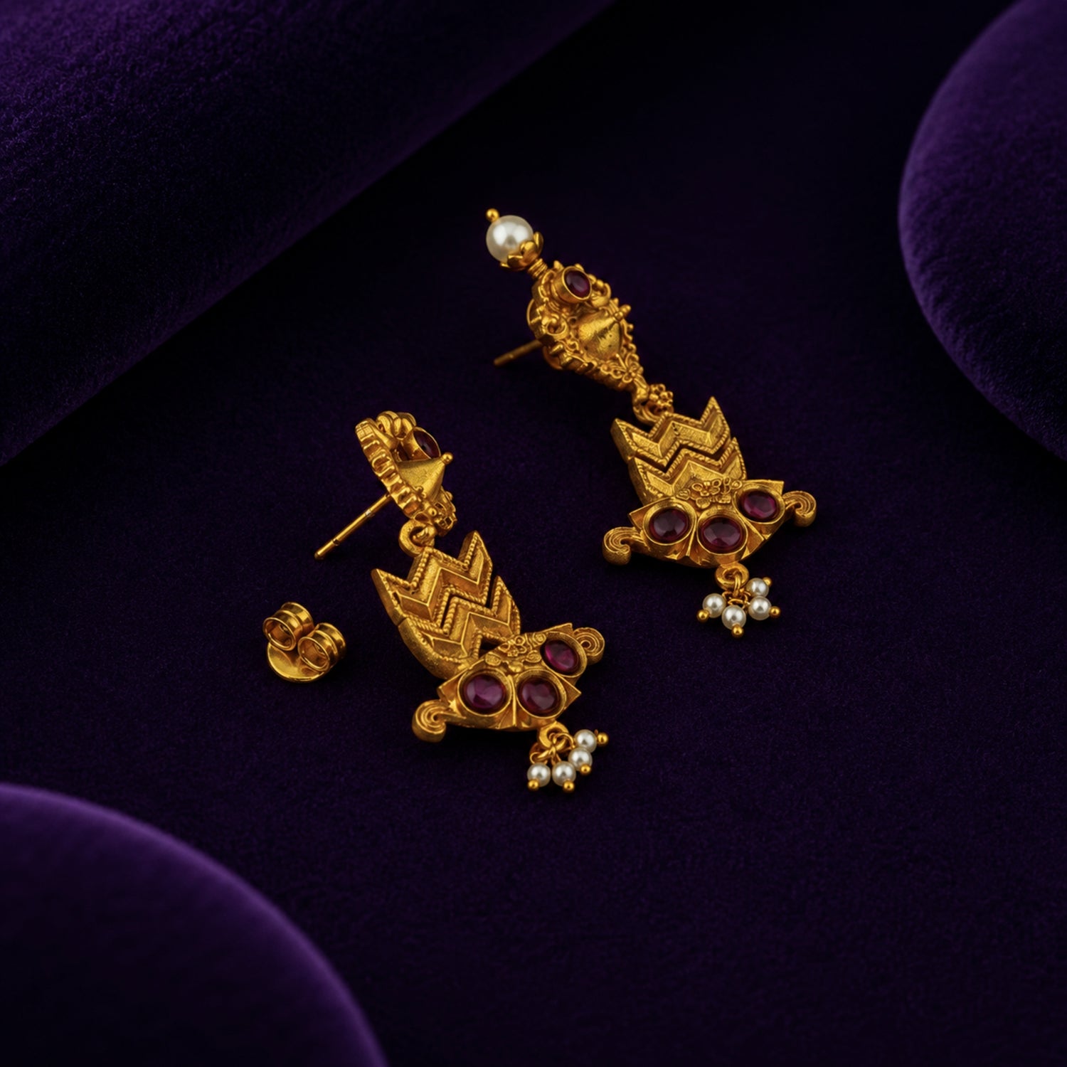The Chevron Heritage 925 Silver Gold-Plated Drop Earrings