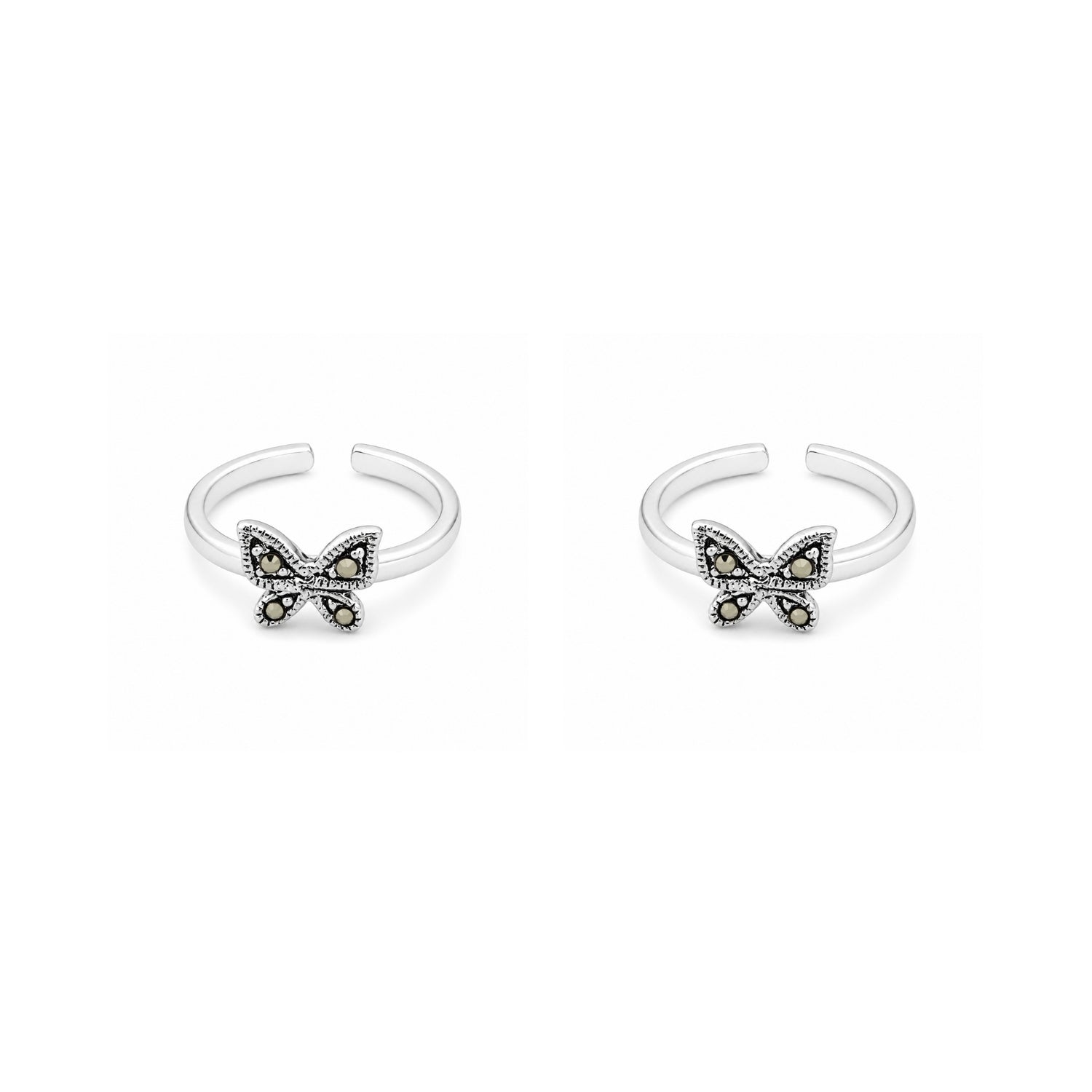 Silver Mariposa Adjustable Toe Rings