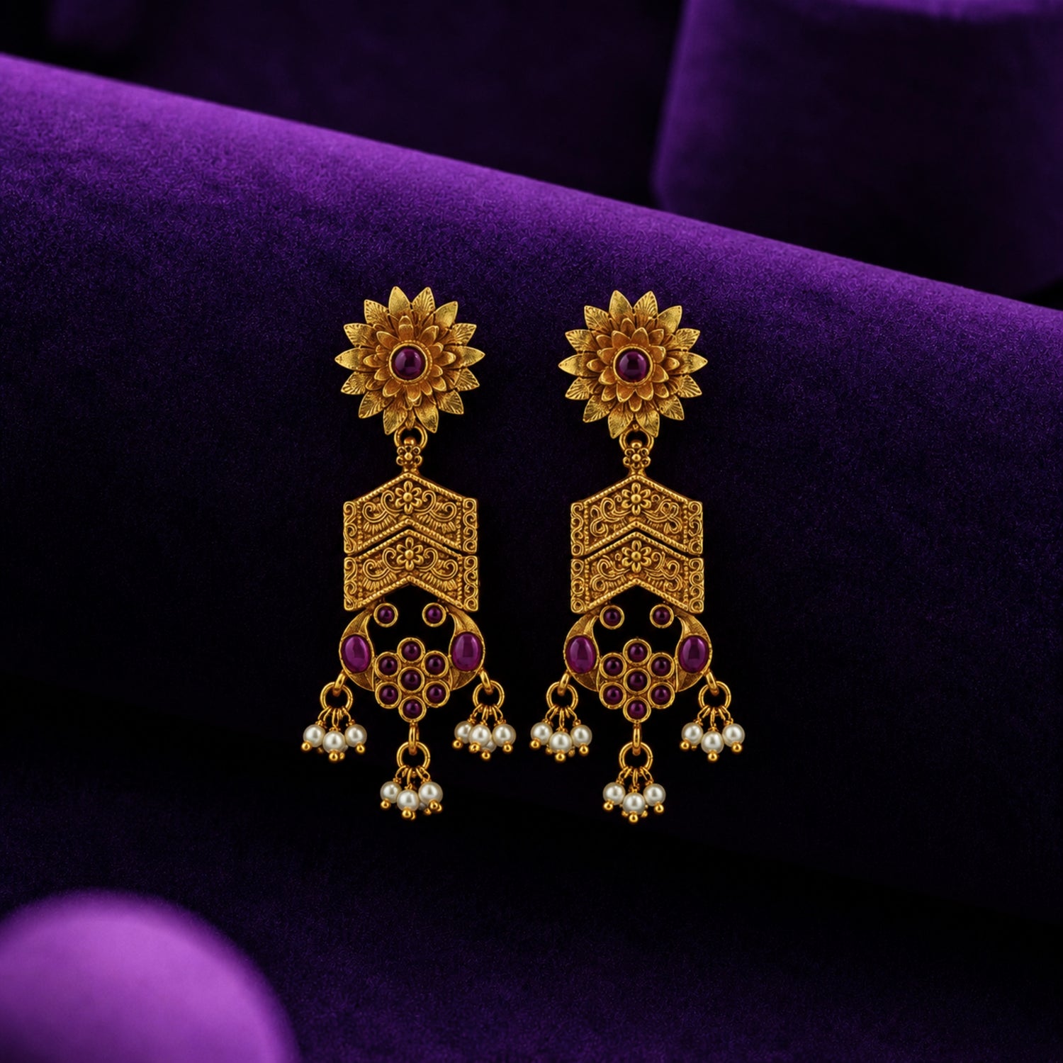 The Surya Chevron 925 Silver Gold-Plated Drop Earrings