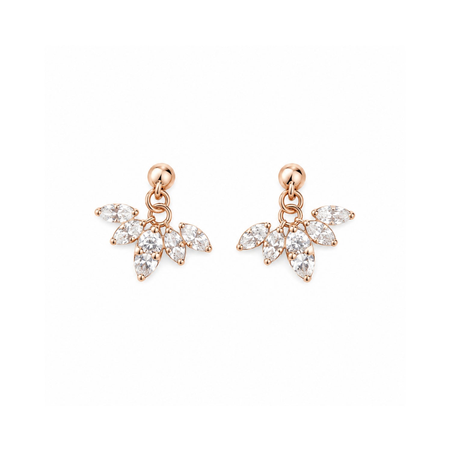 Marquise Lotus 925 Pure Sterling Silver Drop Earrings