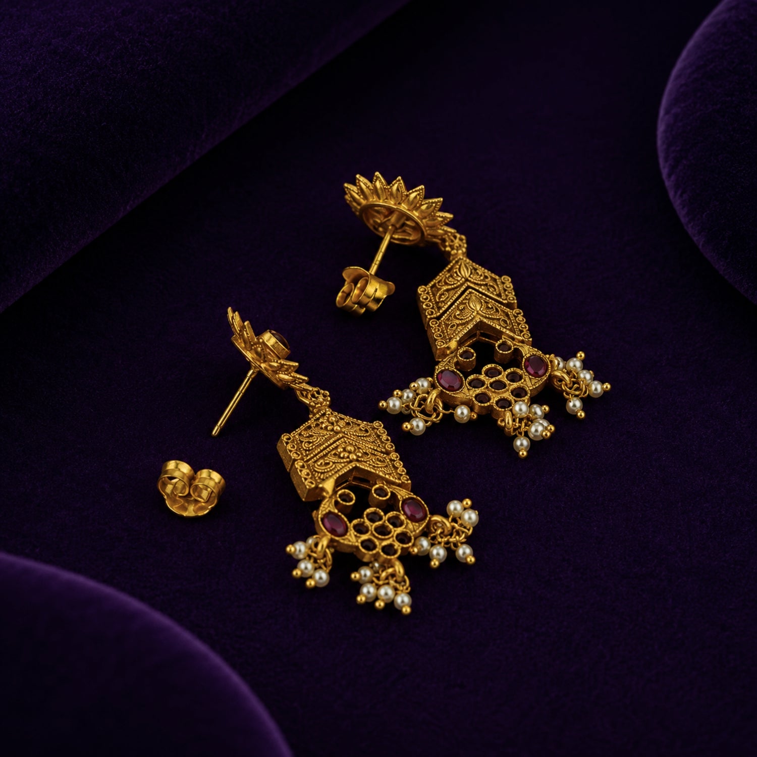 The Surya Chevron 925 Silver Gold-Plated Drop Earrings