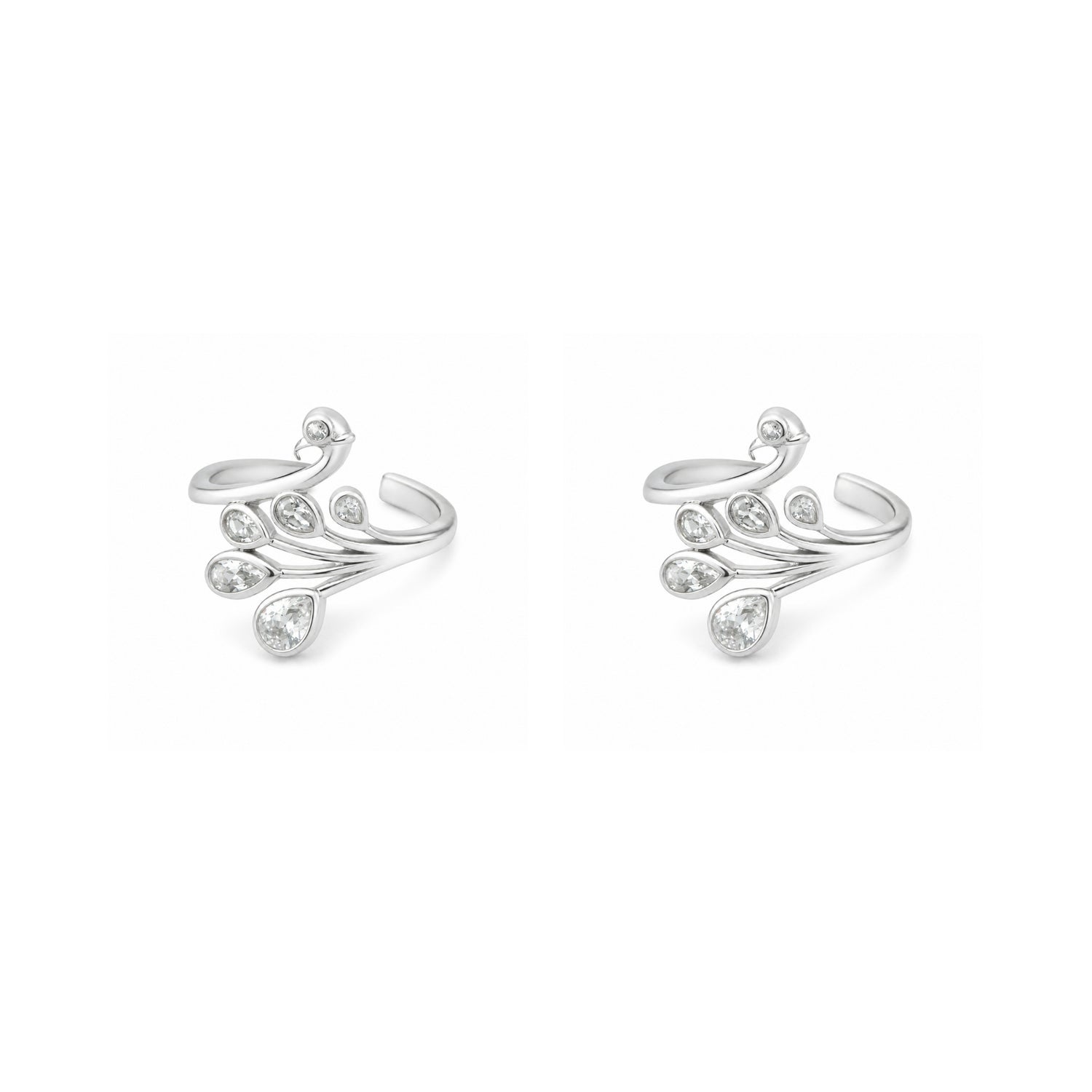 Silver Mayura Radiance Adjustable Toe Rings