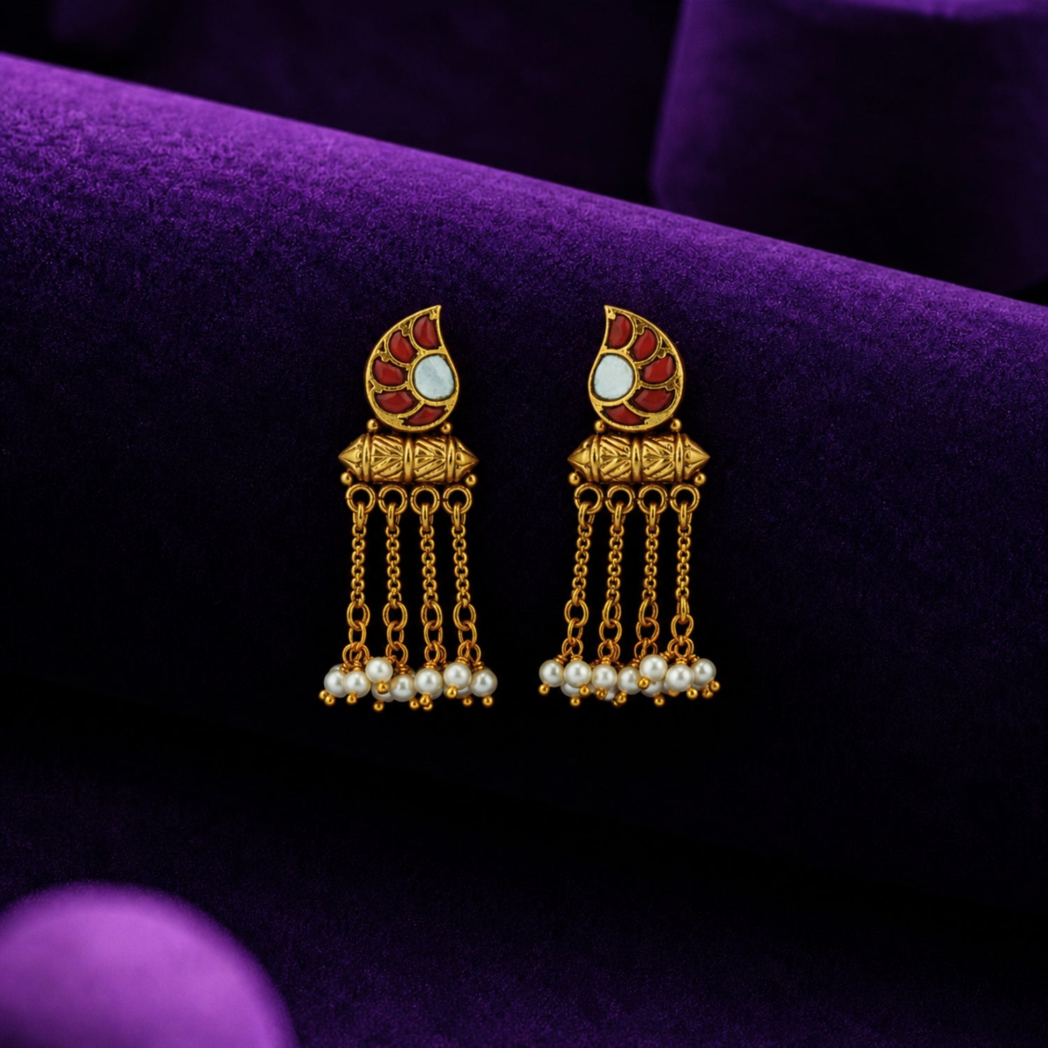 The Paisley Fringe 925 Silver Gold-Plated Drop Earrings
