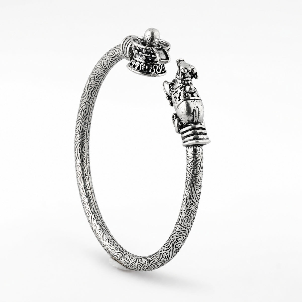 Sacred Mahadev 925 Oxidized Silver Shiv Ling Kada
