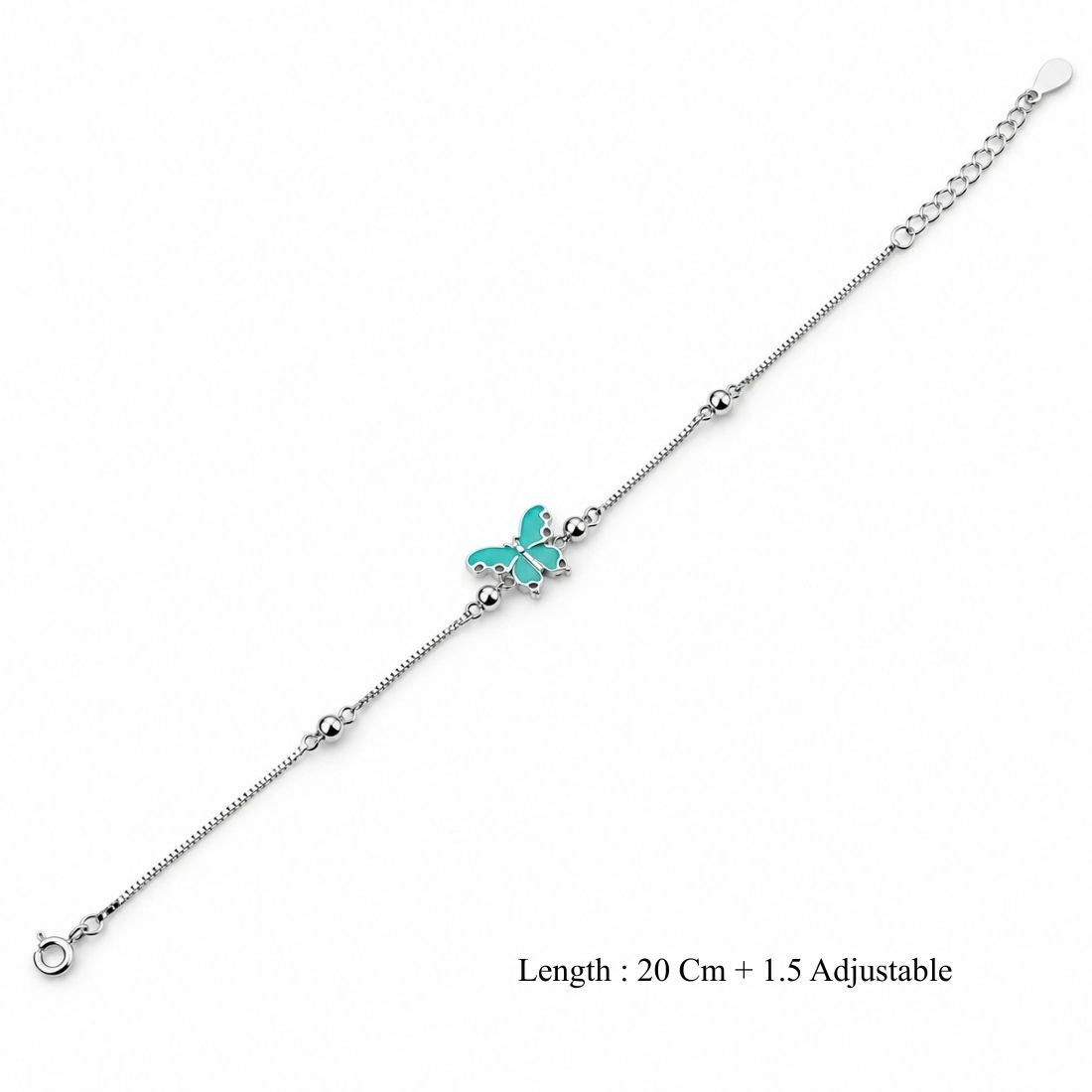 The Teal Monarch – 925 Silver Turquoise Enamel Butterfly Bracelet