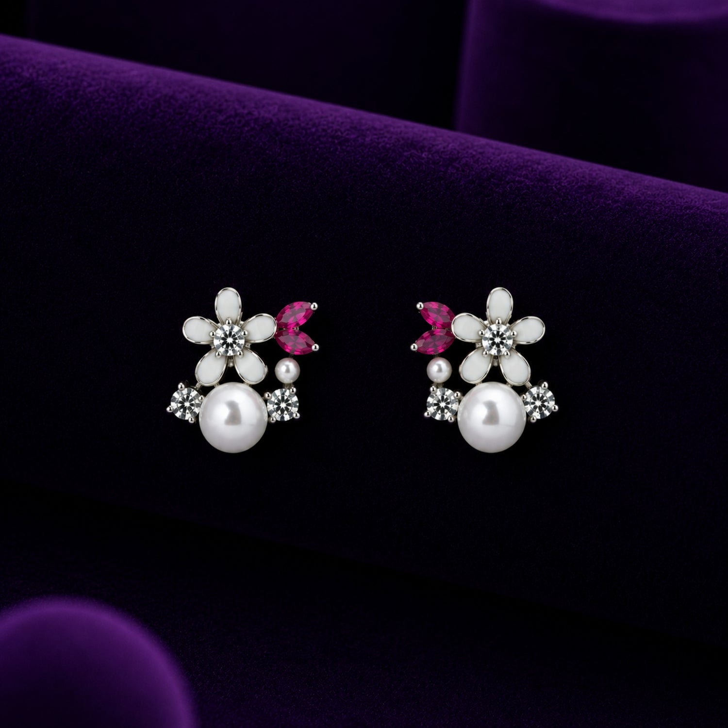 Roselle Pearl Bloom 925 sterling silver Studs