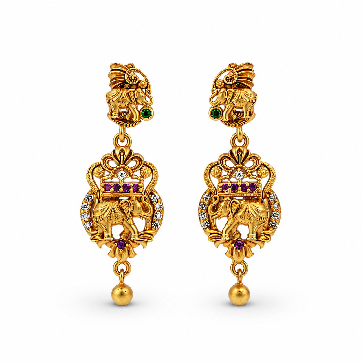 Heritage Lakshmi Tower Grid Gold-Plated 925 Silver Drops