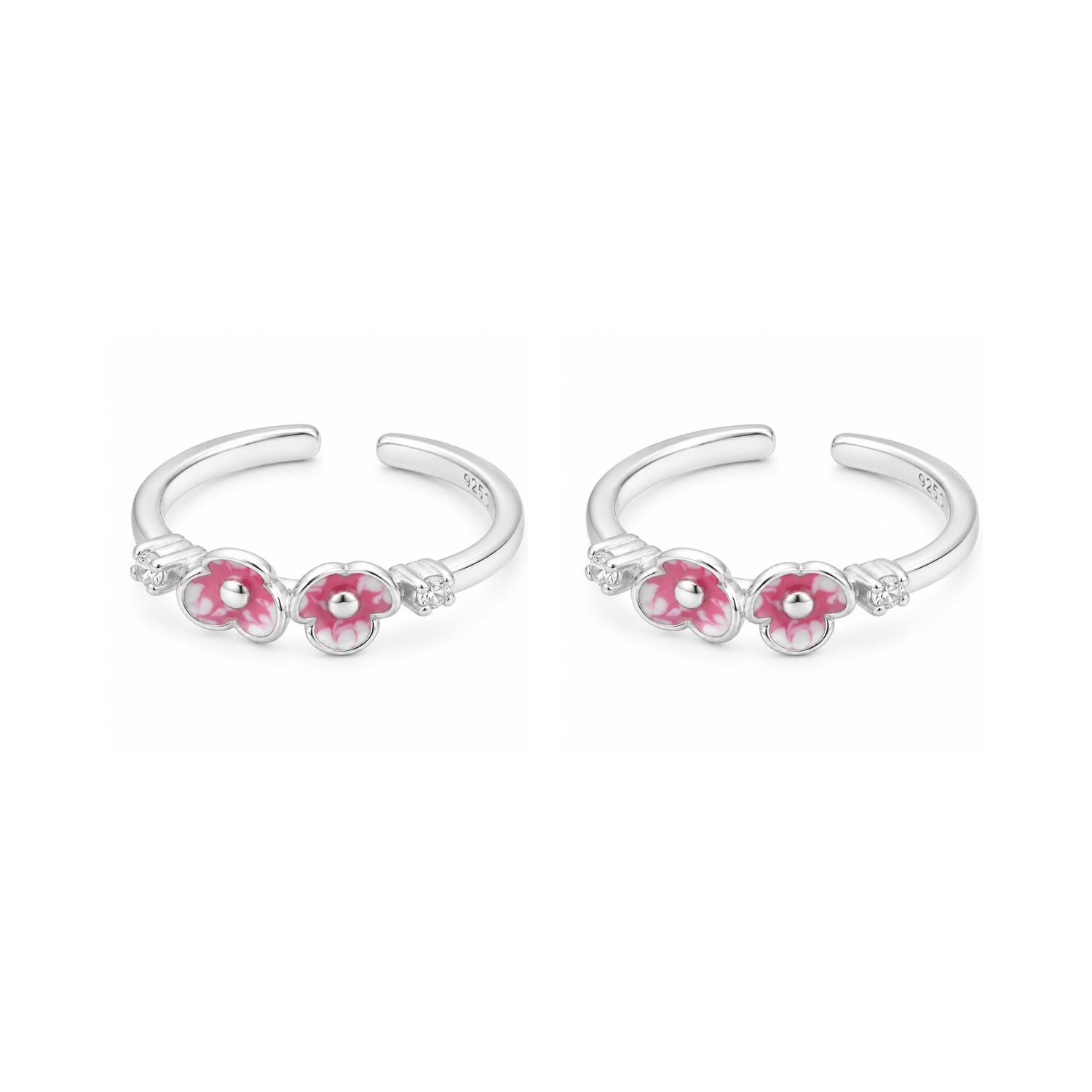 Silver Sakura Bloom Adjustable Toe Rings