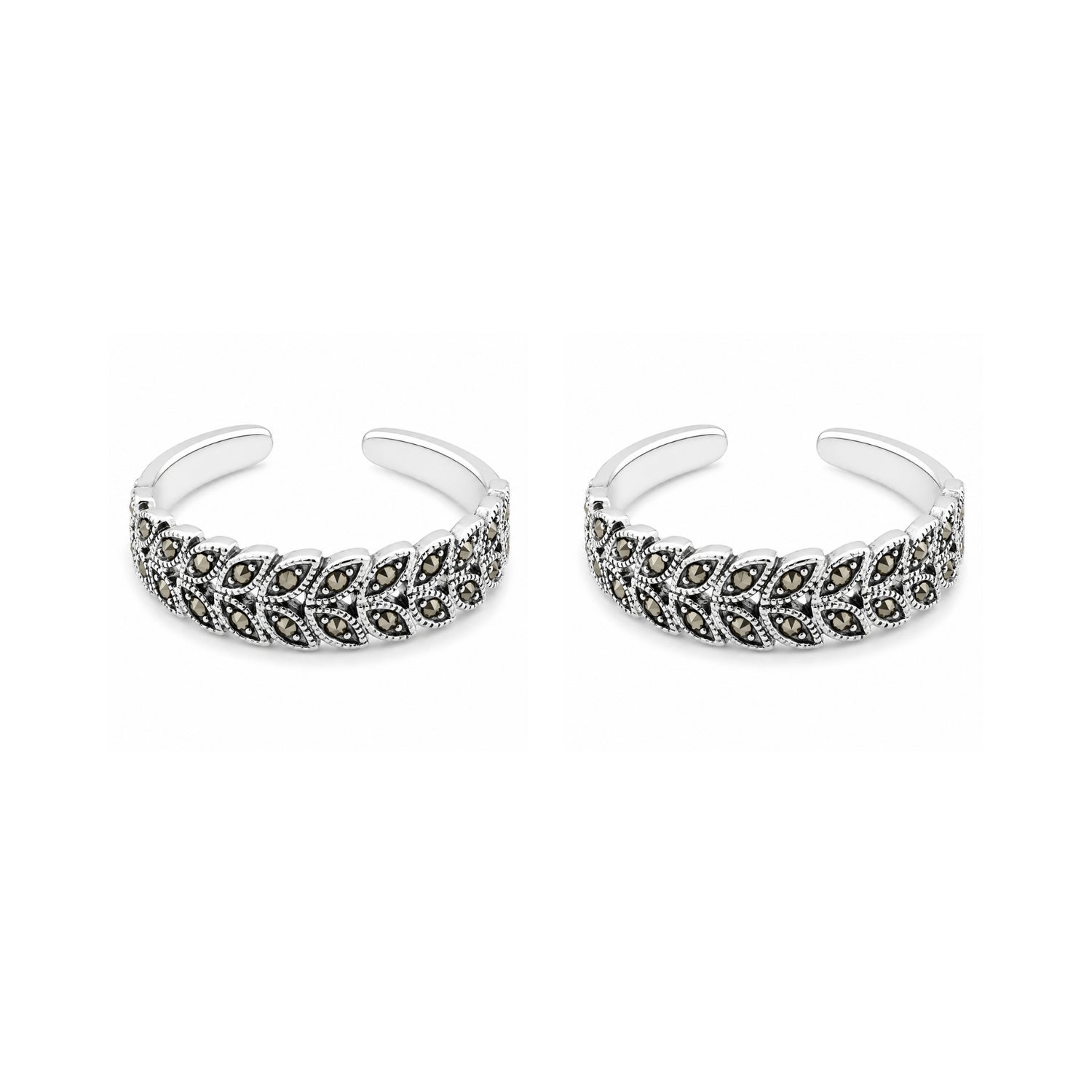 Silver Laurel Wreath Oxidized Toe Rings