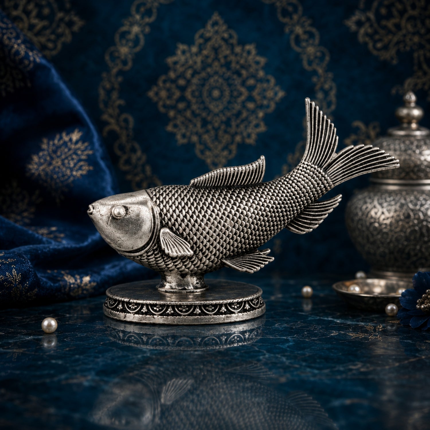 925 Pure Silver Antique Matsya Avatar Fish Idol