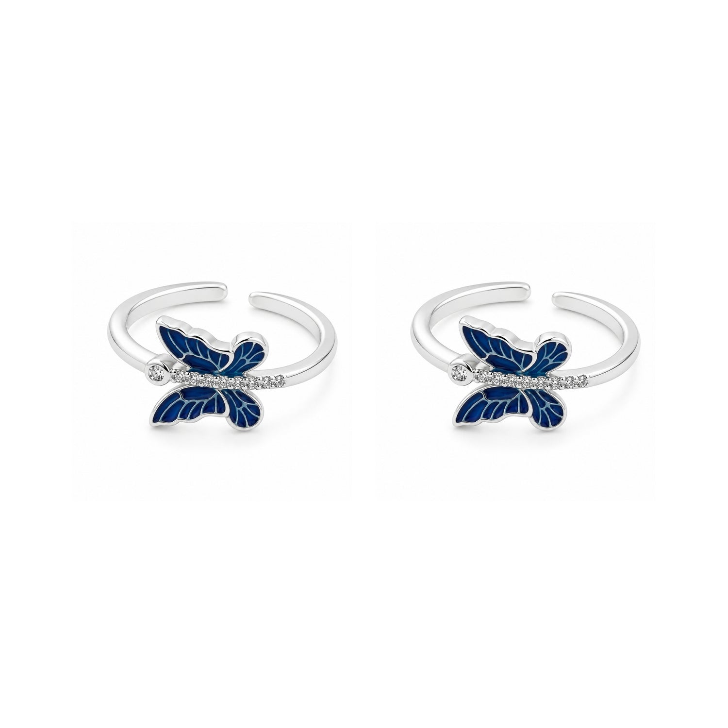Silver Sapphire Morpho Adjustable Toe Rings