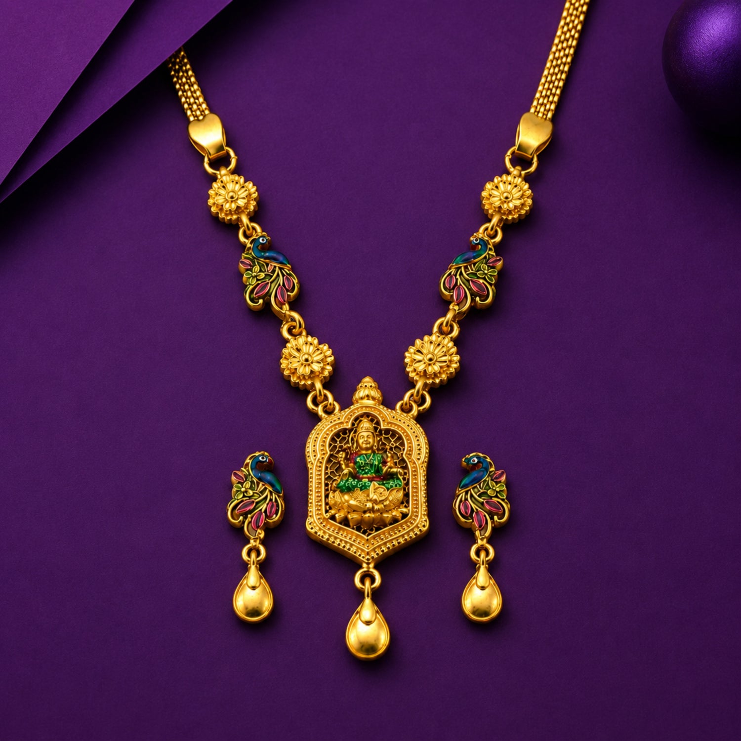 The Mayura Lakshmi 925 Silver Necklace Set