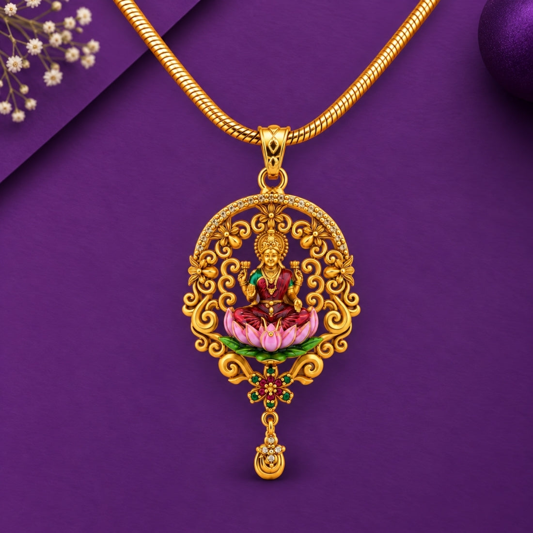 The Lakshmi Pushp-Vrksha 925 Silver Gold Plated Medallion Pendant