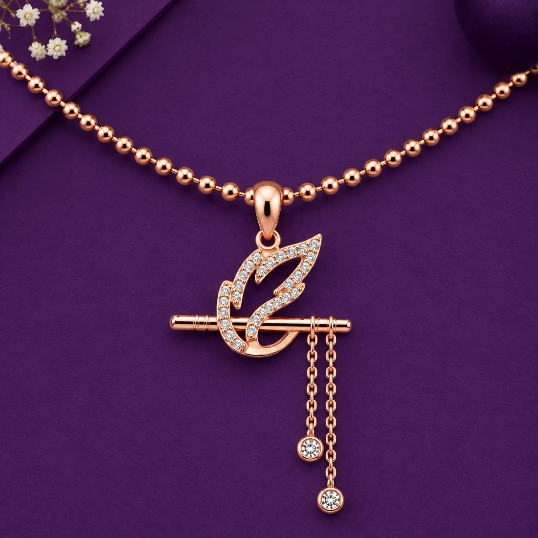 The Divine Krishna Bansuri 925 Silver Rose Gold Pendant