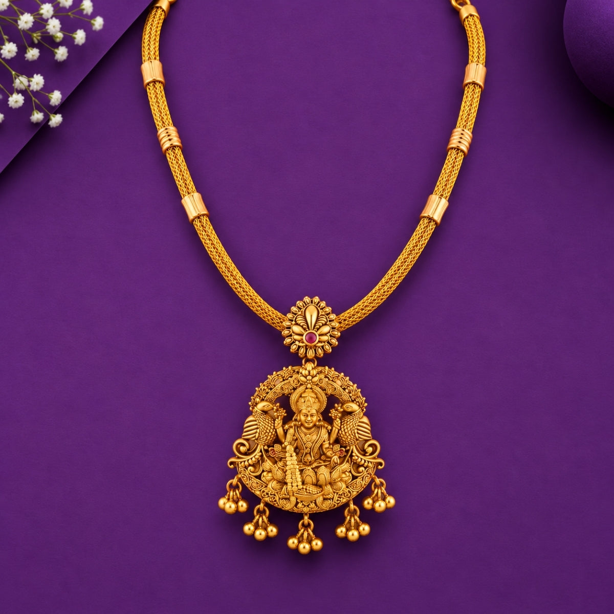 The Mayura Lakshmi Nakshi 925 Gold Plated Silver Necklace