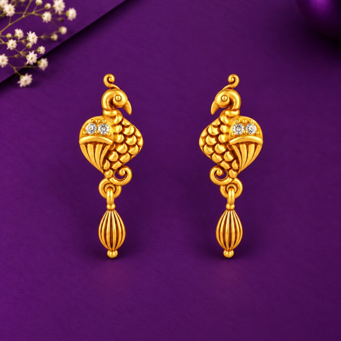 Mayur Mayura 925 Sterling Silver Peacock Bead Dangle Earrings