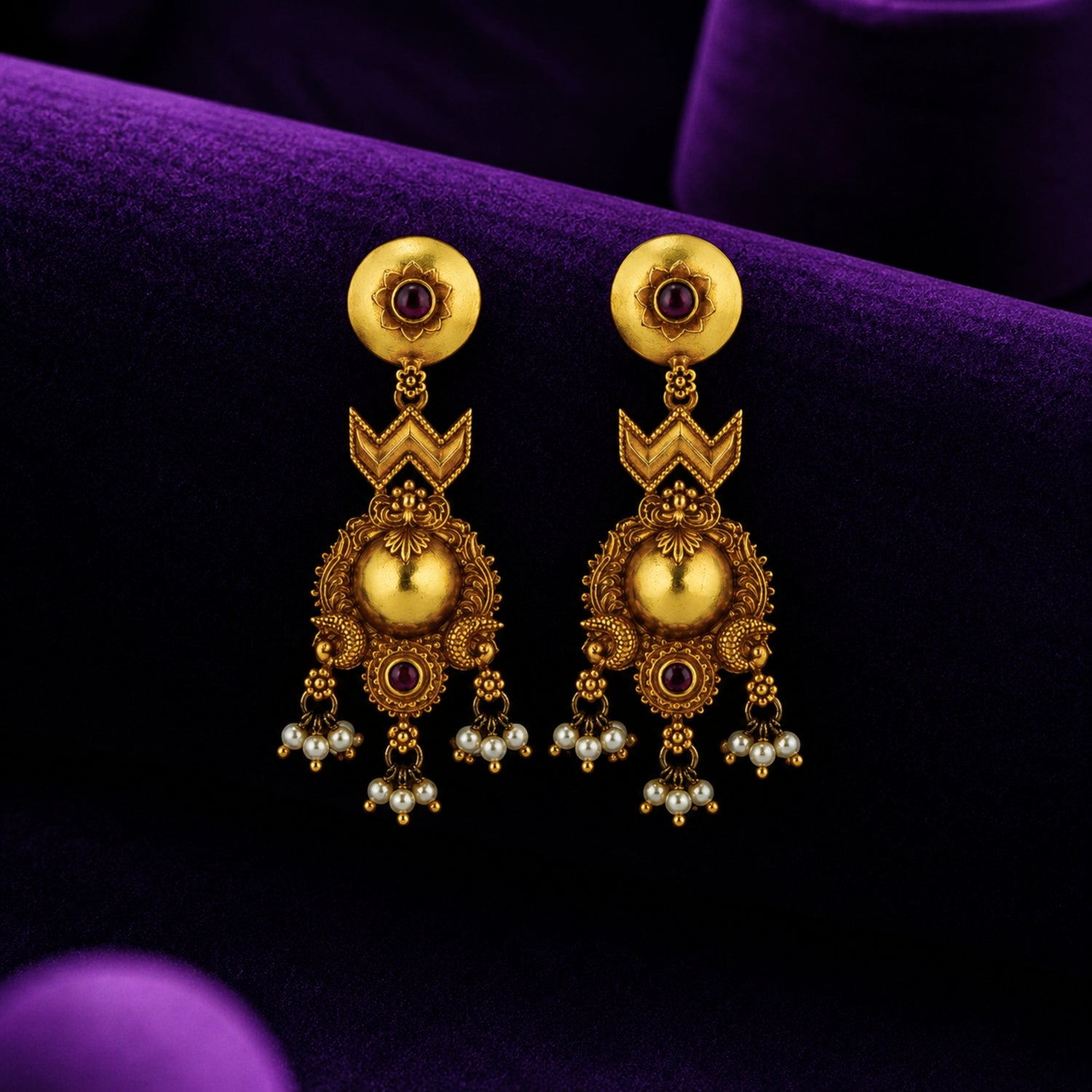The Chevron Mayura 925 Silver Gold-Plated Drop Earrings