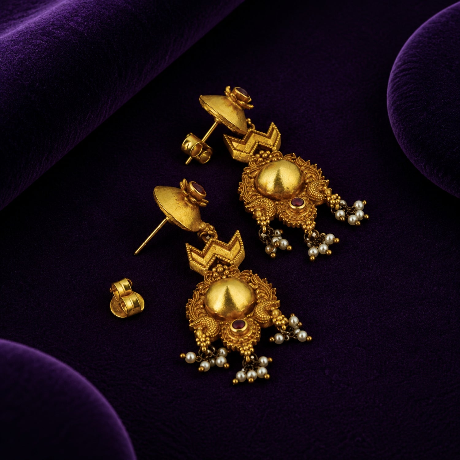 The Chevron Mayura 925 Silver Gold-Plated Drop Earrings