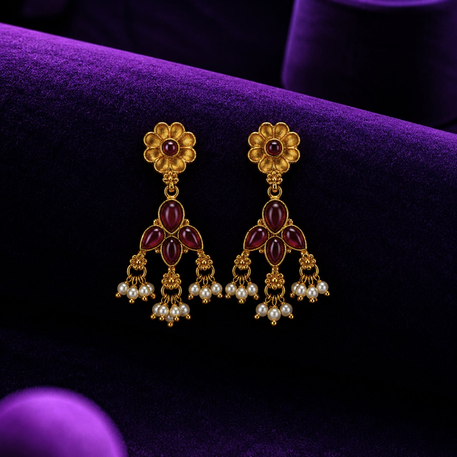 The Pushpa Guttapusalu 925 Silver Gold-Plated Drop Earrings