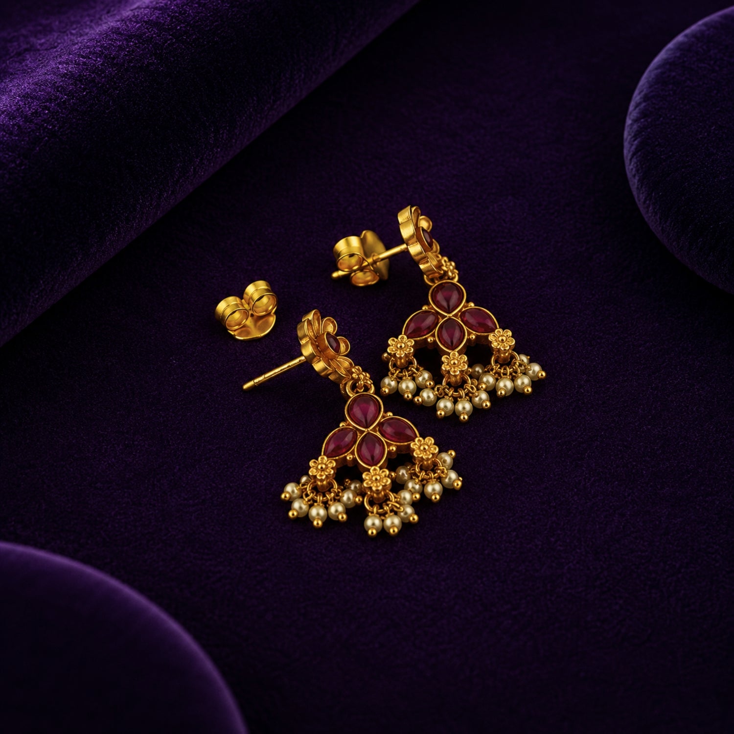 The Pushpa Guttapusalu 925 Silver Gold-Plated Drop Earrings