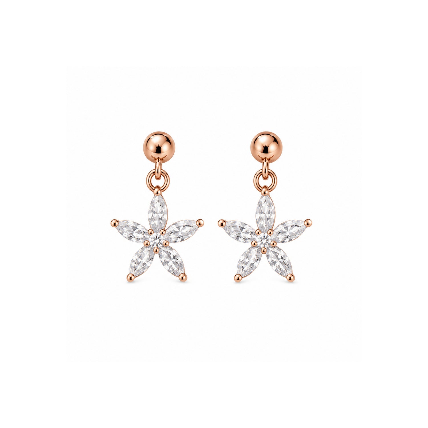 Marquise Jasmine Flower 925 Pure Sterling Silver Drop Earrings