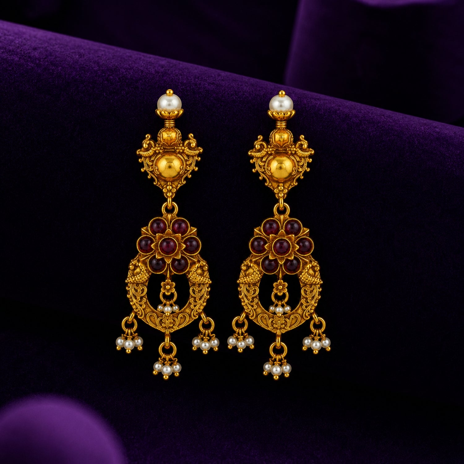 The Royal Mayura Chakra 925 Silver Gold-Plated Drop Earrings
