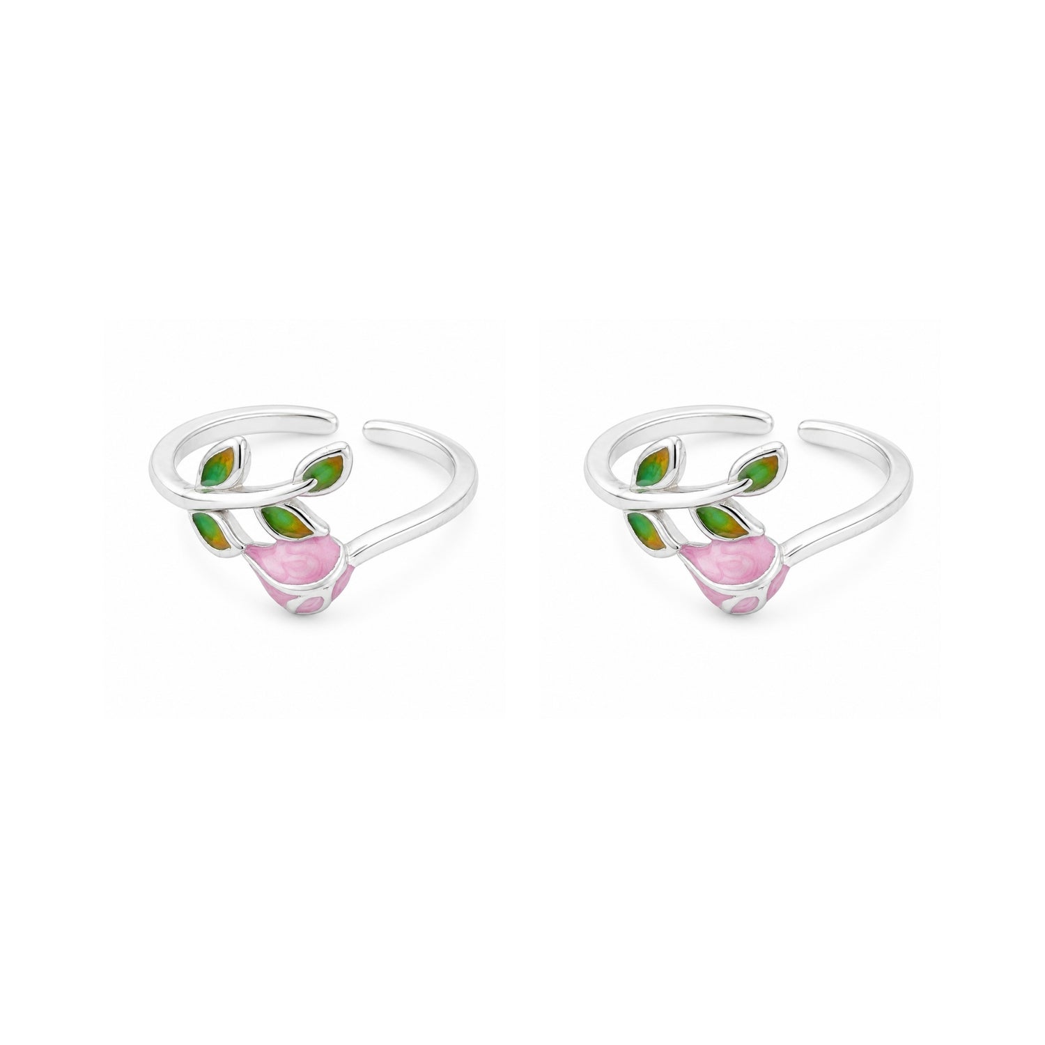 Silver Eden Rosebud Adjustable Toe Rings